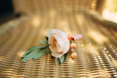 Wedding flower boutonniere groom. Wedding in Montenegro.の写真素材