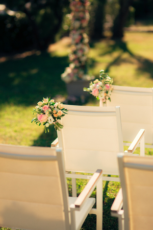 Chairs for wedding ceremony. Wedding in Montenegroの写真素材