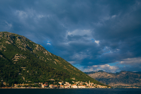 The old fishing town of Perast on the shore of Kotor Bay in Montenegro.の写真素材