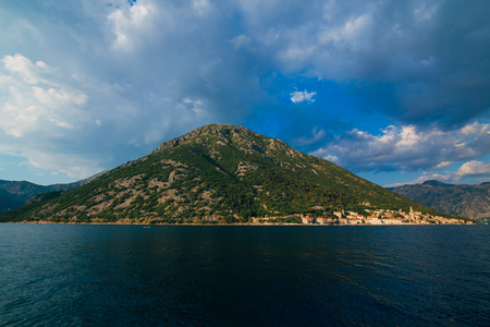 The old fishing town of Perast on the shore of Kotor Bay in Montenegro.の写真素材