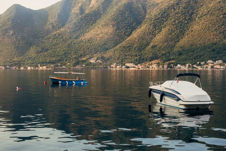 Yachts and boats in the Adriatic Sea, in Montenegroの写真素材