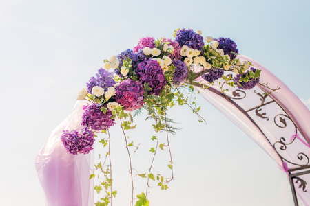 Arch for the wedding ceremony on the seaの写真素材