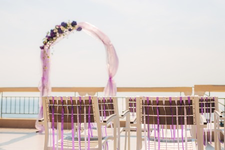 Arch for the wedding ceremony on the seaの写真素材