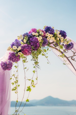Arch for the wedding ceremony on the seaの写真素材