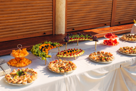 Meat cutting at a banquet. Wedding in Montenegroの写真素材