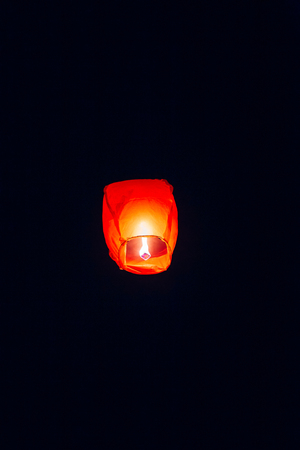 Sky lanterns, flying lanterns, floating lanterns, hot-air balloons Loy Krathong Festival in Chiang Mai Thailandの写真素材