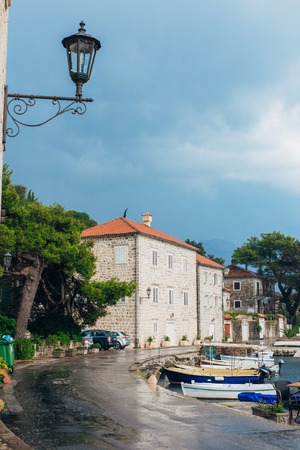 The old fishing town of Perast on the shore of Kotor Bay in Montenegro.の写真素材