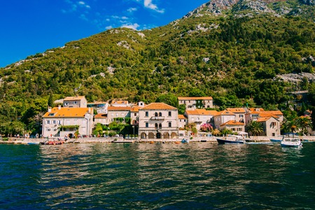 The old fishing town of Perast on the shore of Kotor Bay in Montenegro.の写真素材