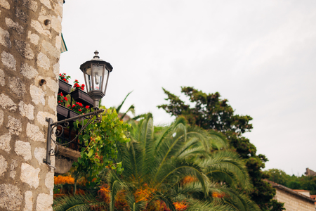 Street retro lantern on the streets of Montenegro.の写真素材