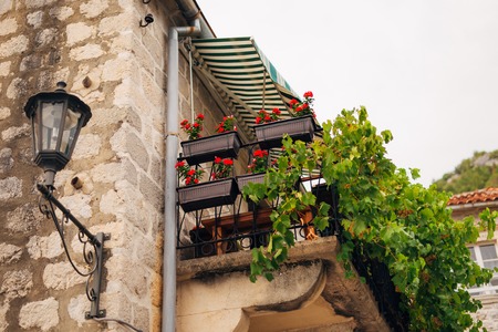 Street retro lantern on the streets of Montenegro.の写真素材