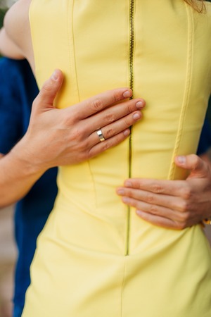 Newlyweds hug each other in Montenegro. Wedding in Montenegro.の写真素材