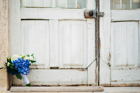 Wedding bouquet on textural background. Wedding in Montenegroの写真素材