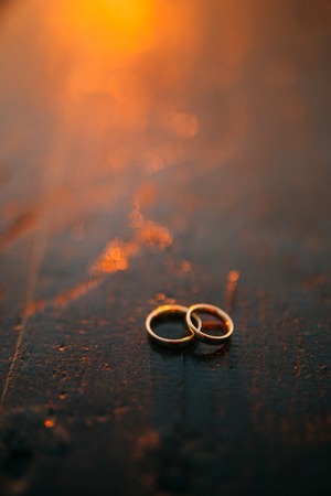 Wedding rings on a textured background. Wedding in Montenegroの写真素材