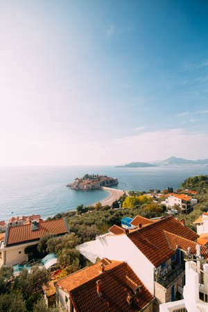 Island of Sveti Stefan in Montenegro. Panoramic shot