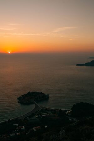 Island of Sveti Stefan in Montenegro. Panoramic shotの写真素材