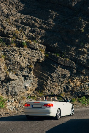 The car rides on mountain roads in Montenegroの写真素材