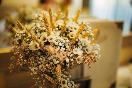 Wedding bouquet on a table. Wedding in Montenegroの写真素材