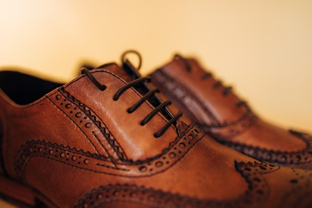 Mens black shoes on the floor. Wedding in Montenegroの写真素材