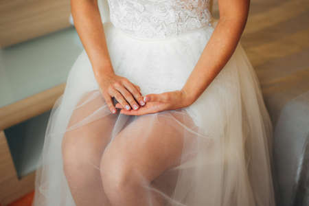 Female hands close up outdoor. Wedding in Montenegroの写真素材