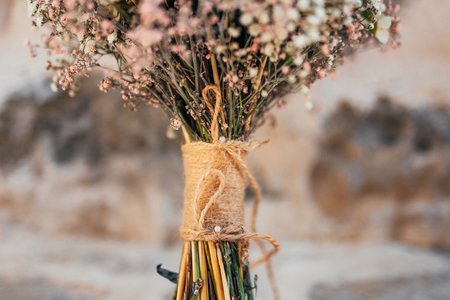 Wedding bouquet on a stone background. Wedding in Montenegroの写真素材
