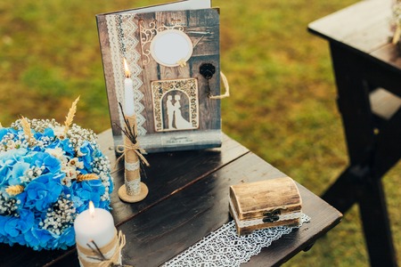 A table for a wedding ceremony in Montenegro. Wedding decorations.の写真素材