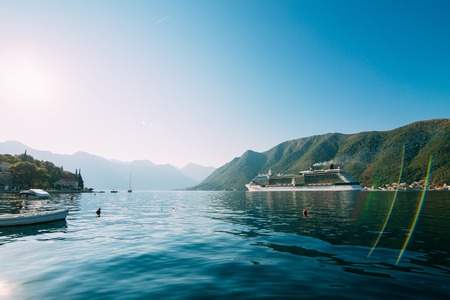 Cruise liner in the Boka Bay of Kotor in Montenegro.の写真素材