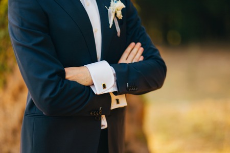 Groom close-up of hands. Wedding in Montenegro