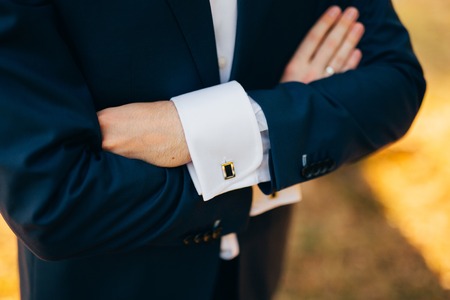 Groom close-up of hands. Wedding in Montenegroの写真素材