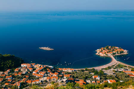 Island of Sveti Stefan in Montenegro. Panoramic shotの写真素材