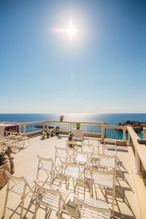 Chairs for wedding ceremony. Wedding in Montenegroの写真素材