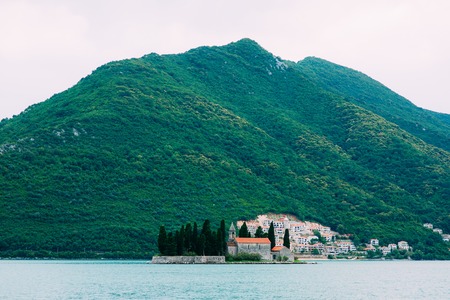 The island of Gospa od Skrpela, Kotor Bay, Montenegro.の写真素材