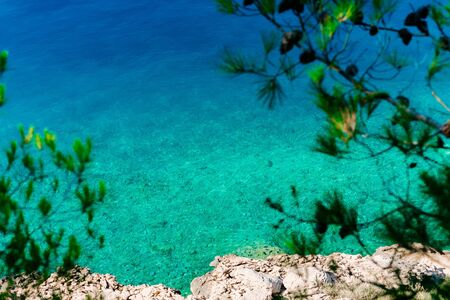 Azure sea water in Montenegro, the Adriatic Sea, Balkans.の写真素材