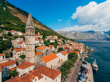 St. Nicholas Church, Old Town Perast in Montenegroの写真素材