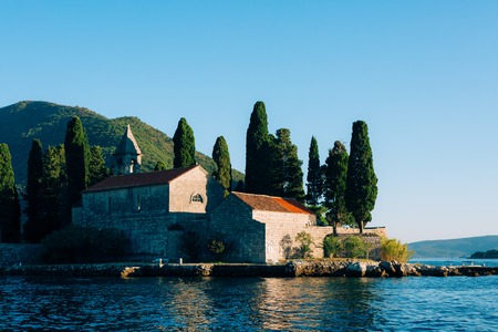 The island of Gospa od Skrpela, Kotor Bay, Montenegro.の写真素材