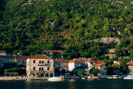 The old town of Perast on the shore of Kotor Bay, Montenegro. The ancient architecture of the...