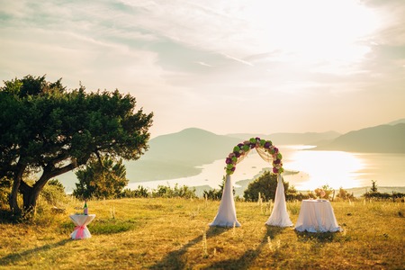 Wedding ceremony in the mountains in Montenegroの写真素材