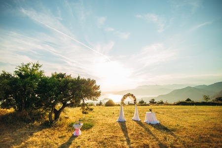 Wedding ceremony in the mountains in Montenegroの写真素材