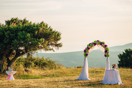 Wedding ceremony in the mountains in Montenegroの写真素材