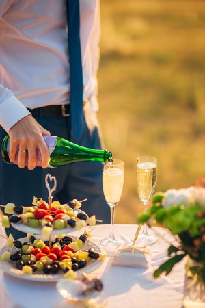 Wedding champagne. Wedding in Montenegro. Wedding traditionの写真素材