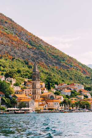 The old fishing town of Perast on the shore of Kotor Bay in Montenegro.の写真素材