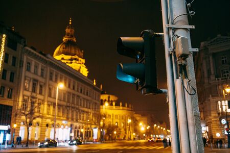 A traffic light on a city streetundefinedの写真素材