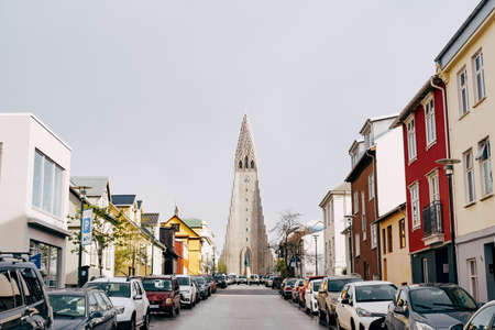 Reykjavik, Iceland - 02 may 2019: Hallgrimskirkja is a Lutheran church in Reykjavik, the capital of...