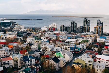Beautiful view of Reykjavik, Capital of Iceland from the topの写真素材