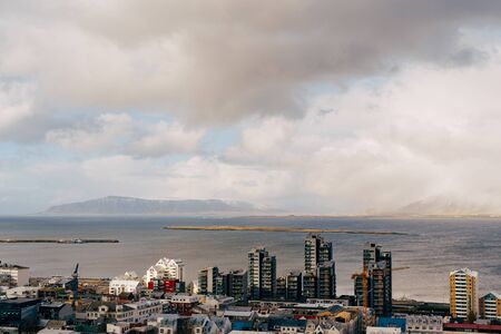 Aerial view cityscape of Reykjavik, the capital city of Iceland.の写真素材