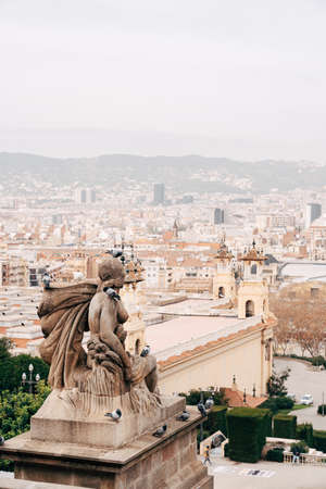 Statues near the National Museum on Mount Montjuic.の写真素材