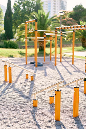 Outdoor sports ground with various horizontal barsの写真素材