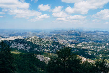 Forested mountain range under sunlight. Montenegroの写真素材