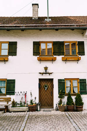 Beautiful facade of a house in the village of Oberammergau. Germanyの写真素材