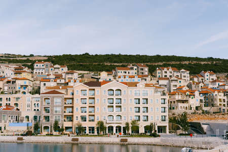 Expensive modern buildings in the village of Lustica Bay. Montenegroの写真素材