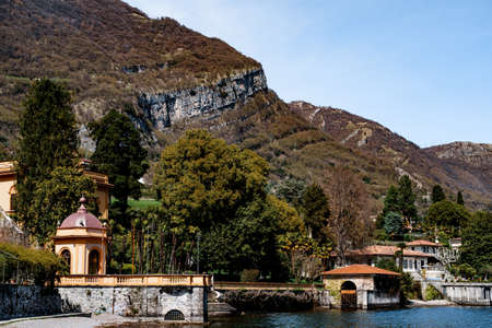 Cozy buildings on the shore of Lake Como. Italy